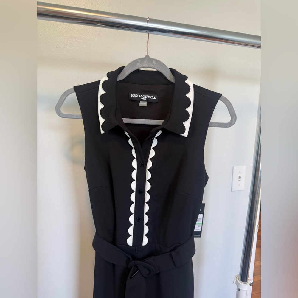 NWT Karl Lagerfeld scuba A-line belted dress - Picture 6 of 12